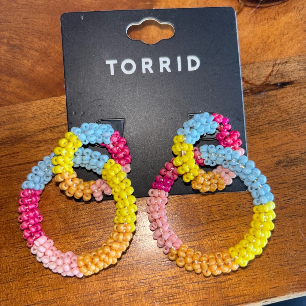 Torrid Multicolor Beaded Hoop Earrings NWT